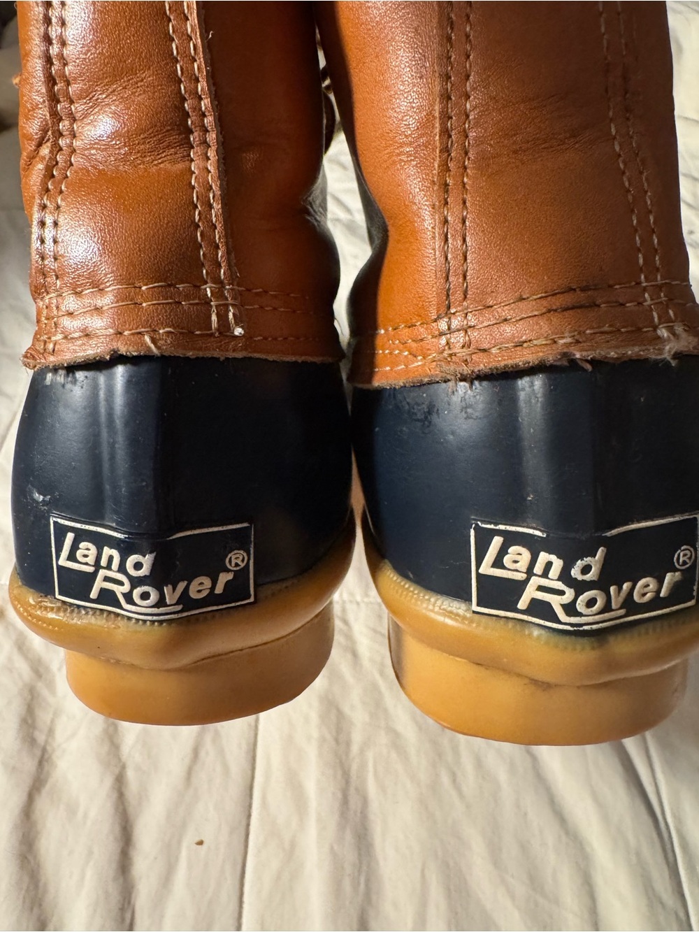 Vintage Land Rover Leather Duck Boots Size 9 Fleece Lined - Picture 12 of 13